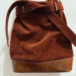 Longchamp Brown Suede Crossbody Bag